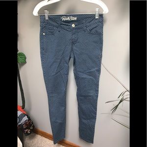 Old‎ Navy Blue On Blue Polka Dot Rockstar Jeans Pants Size 4 Womens / Juniors
